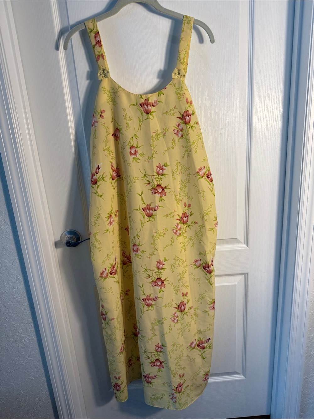Vintage Contessa Di Roman Nightgown Yellow Pink Roses Bows Long Size Xl